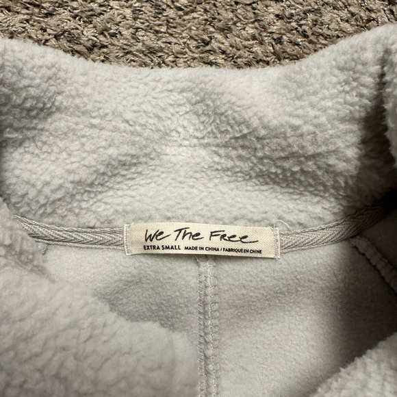 Free People Shasta Snap Up Fleece Bomber in Morning Fog Grey - Picture 8 of 8